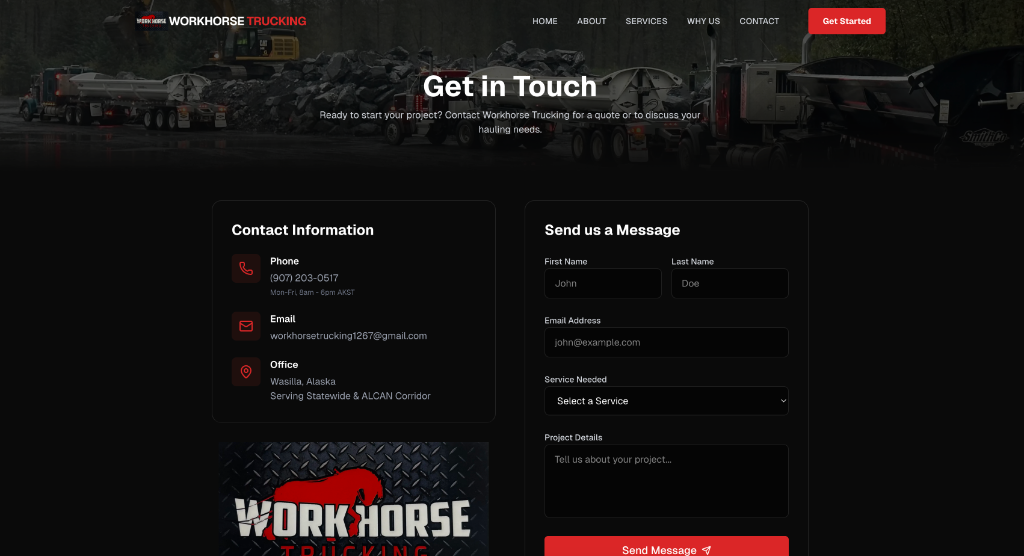 Workhorse contact page
